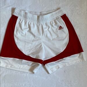 Adidas Red and White Athletic Shorts Lightweight Design